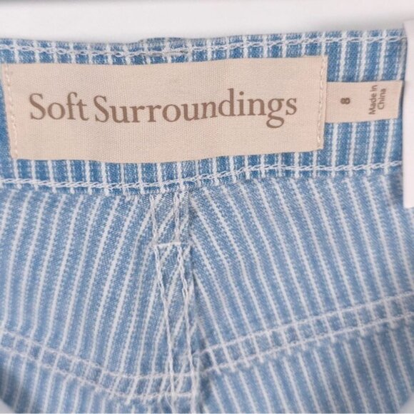 NWT Soft Surroundings Jeans BlueWhite Striped Straight Leg Denim Railroad Size 8 - Picture 7 of 14